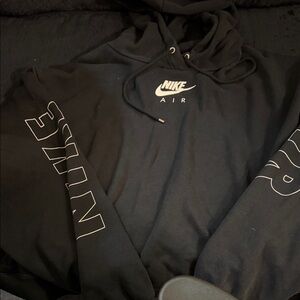 Nike Black Hoodie with White Air Chest Logo and Sleeve Branding